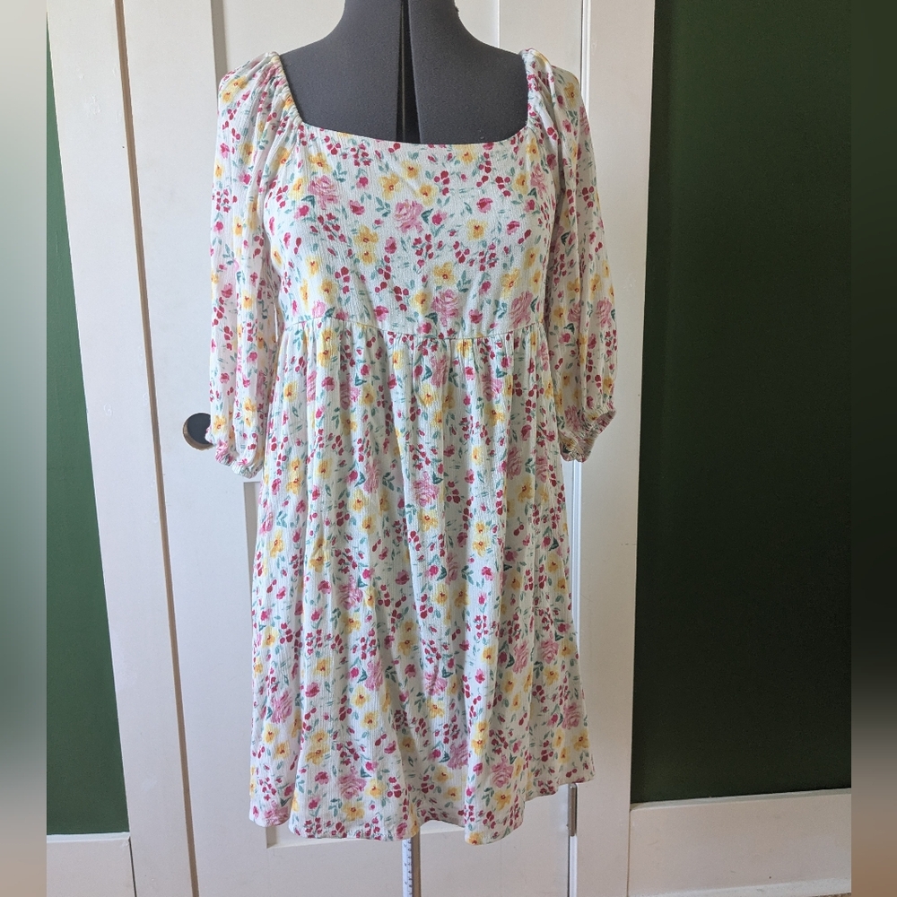 Mon Ami Floral Print Dress with Puff Sleeves